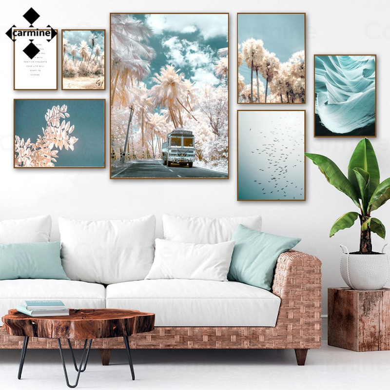Beautiful Scenery Landscape Picture Pink Nordic Wall Art Poster Floating Reeds Canvas Painting No Frame Decoration Home Interior.jpg
