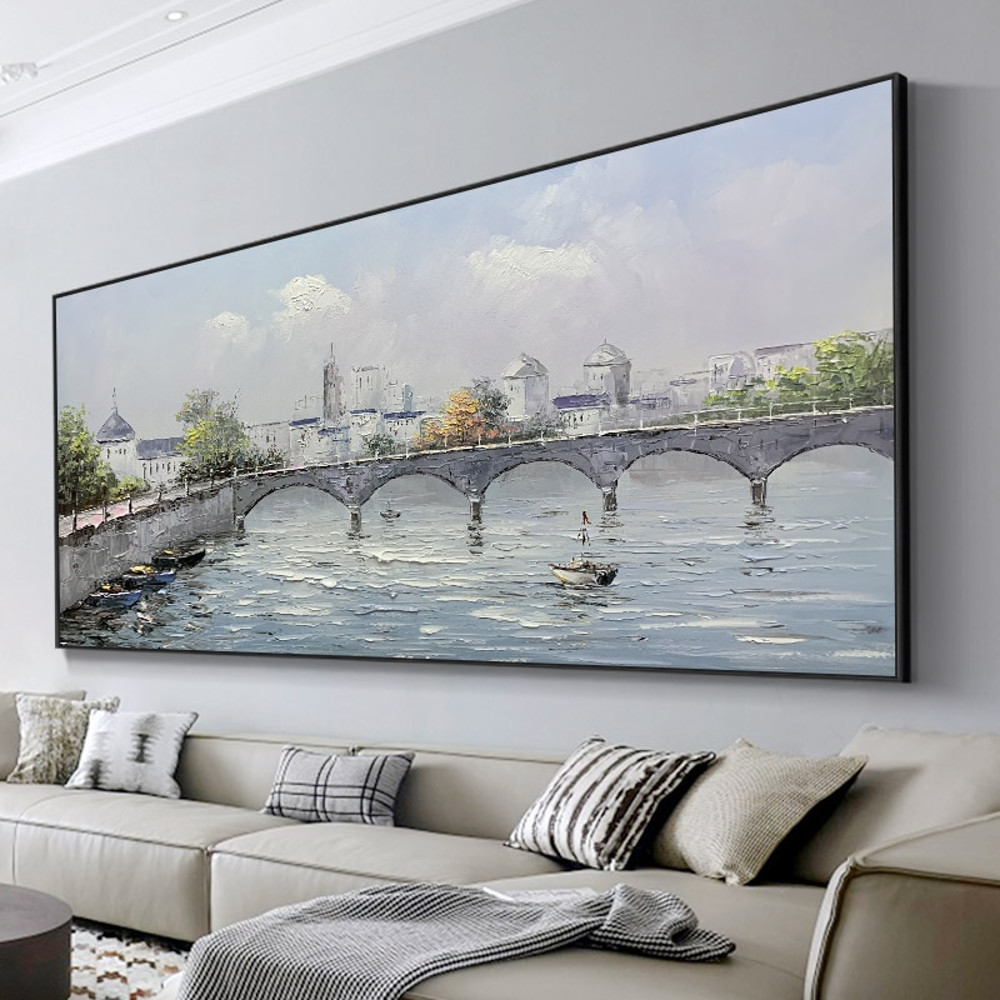 Beautiful Mediterranean City Canvas Painting Handmade Abstract Oil Painting For Living Room Decoration Gift.jpg