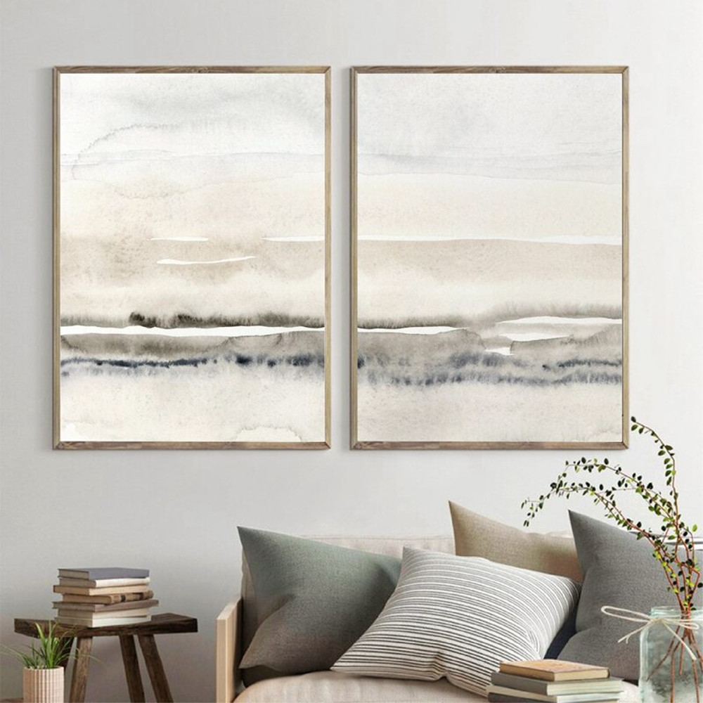 Beige And Grey Canvas Painting Abstract Watercolor Print Modern Minimalist Poster Nordic Wall Pictures Living Room Home Decor.jpg