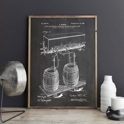 beer keg cold air pressure tap patent prints wall art posters room decor vintage blueprint canvas painting picture gift