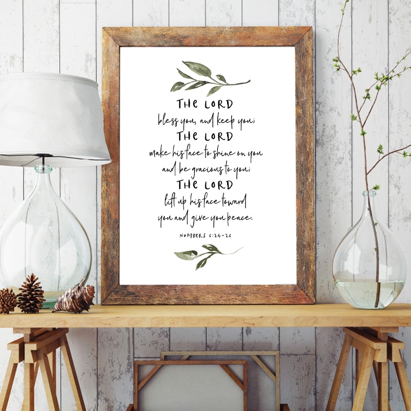 Bible Verse Quote Poster Prints The Lord Bless You and Keep You Christian Home Decor Scripture Wall Art Canvas Painting Picture.jpg