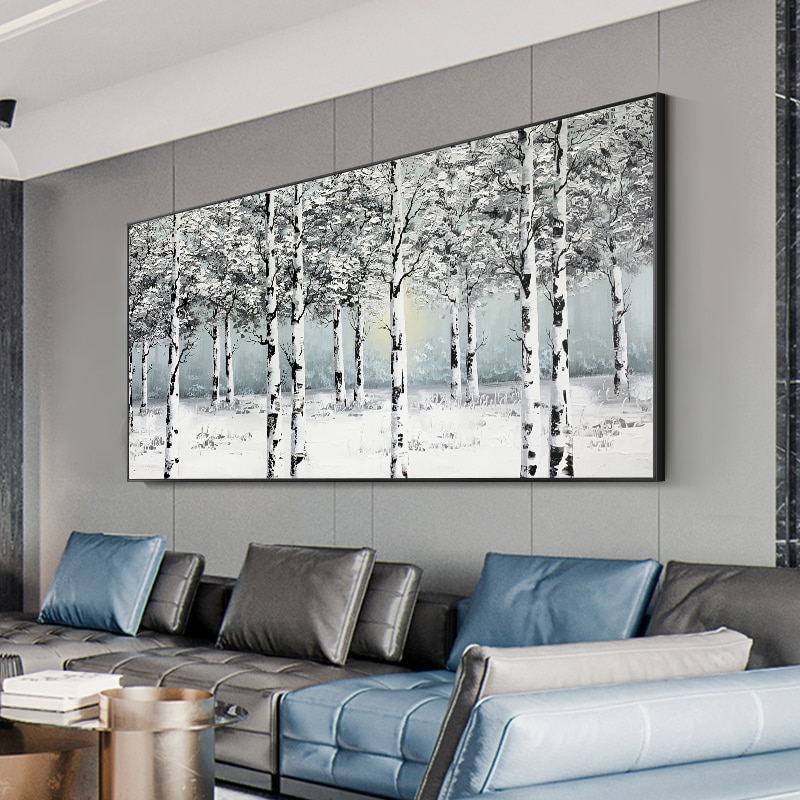 Birch Forest Oil Painting Wall Art Hand Painted ModernWall Decorative Canvas Art Picture for living room Home Decor.jpg