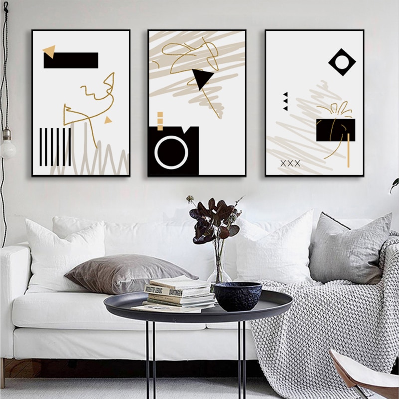 Black and White Abstract Wall Art Canvas Painting Modern Minimalist Posters and prints Wall Pictures for Living Room Home Decor.jpg