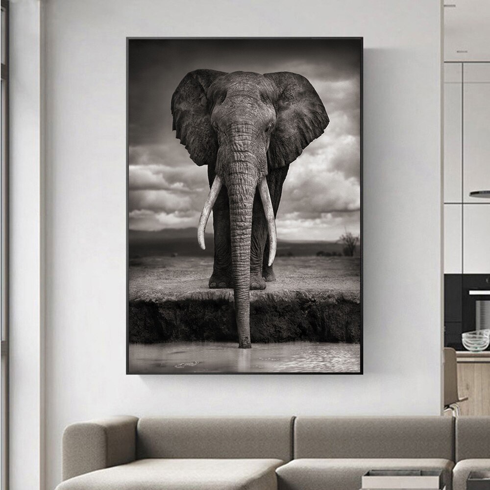 Black And White Animals Nordic Creative Elephant Wall Paintings Print On Canvas Art Prints Animals Wall For Living Room decor.jpg