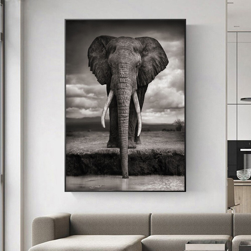 Black And White Animals Nordic Creative Elephant Wall Paintings Print On Canvas Art Prints Animals Wall For Living Room decor.jpg