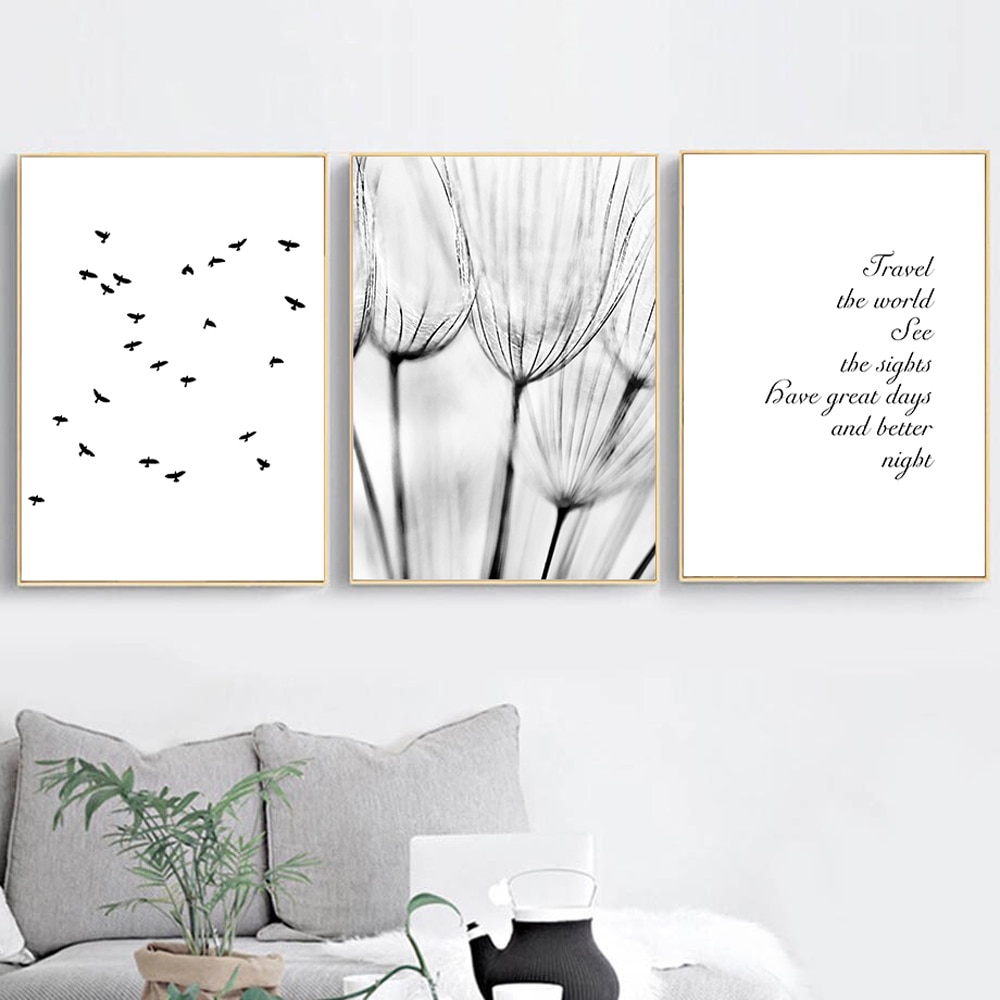 Black And White Dandelion Bird Canvas Painting Quotes Posters And Prints Abstract Travel Nordic Poster Wall Art Print Home Decor.jpg