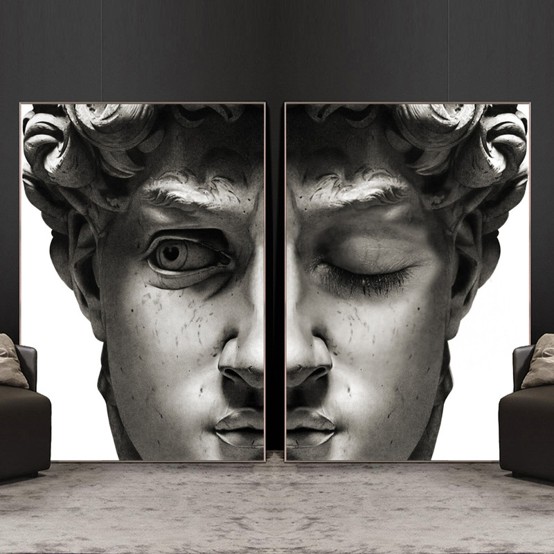 Black And White David Sculpture Canvas Paintings On The Wall Posters And Prints Portrait Wall Art Canvas Pictures Decor Cuadros.jpg