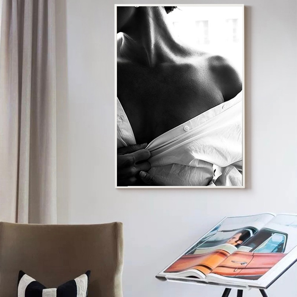 Black and White Female Shoulde Canvas Painting Women Posters and Prints Scandinavian Wall Art Picture for Living Room Decor.jpg