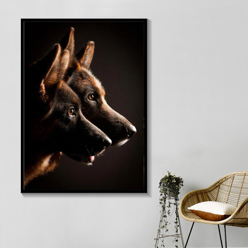 Black and White German Shepherd Dog Animal Canvas Painting Posters Prints Wall Art Picture for Living Room Home Decor Cuadros.jpg