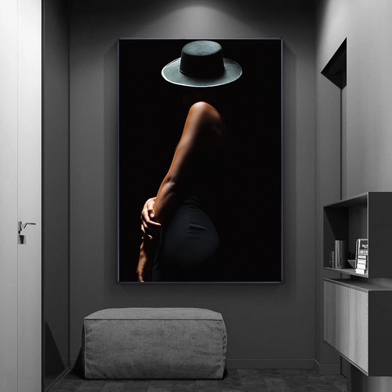 Modern Sexy Woman Art Body Black Background Print Poster Wall Art Pictures for Living Room Home Decor (No Frame).jpg