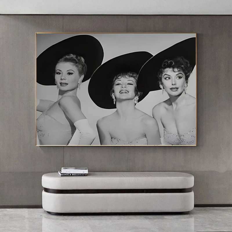 Nordic Black and White Girl Wall Art Canvas Painting Wall Art for Living Room Home Decor.jpg