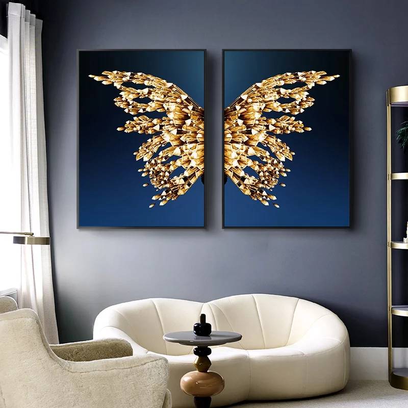 Modern Wall Art Pictures Canvas Painting Decoration Golden Butterfly Prints Poster for Living Room Nordic Bedroom Home Decor.jpg