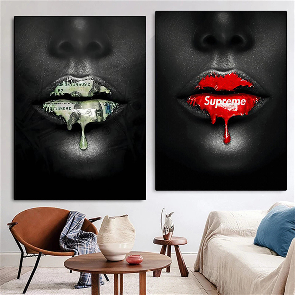 Sexy African Woman Lips Canvas Art Posters And Prints Money Graffiti Art Wall Painting Pictures For Fashion Home Decorative.jpg