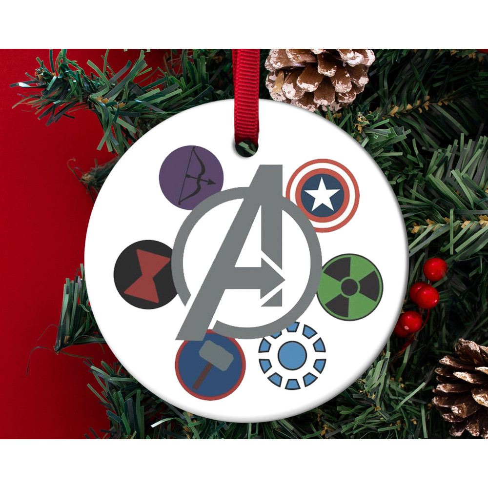 Avengers Logo Ornament, Avengers Christmas Ornaments, Marvel Symbol, Avengers Team, Superhero Christmas Ornament, Ceramic Ornament KBTC01 - 1.jpg