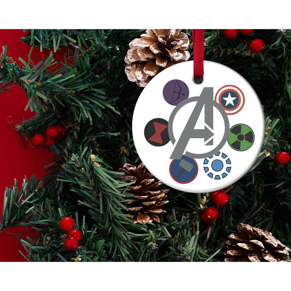 Avengers Logo Ornament, Avengers Christmas Ornaments, Marvel Symbol, Avengers Team, Superhero Christmas Ornament, Ceramic Ornament KBTC01 - 2.jpg
