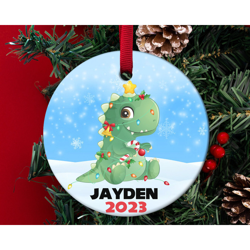 Boys Christmas Ornament,Personalized Dinosaur Christmas Ornament,Christmas Ornament Gift For Kids HAPV09 - 1.jpg