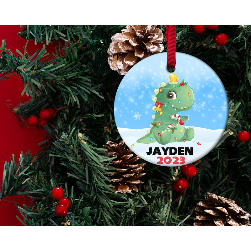 Boys Christmas Ornament,Personalized Dinosaur Christmas Ornament,Christmas Ornament Gift For Kids HAPV09 - 2.jpg