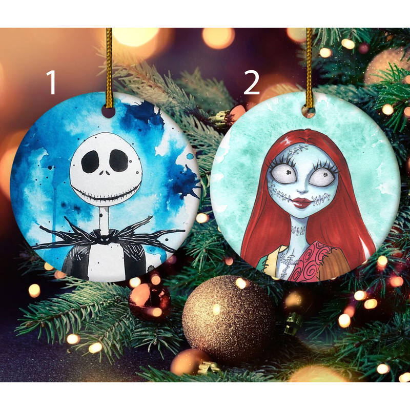 Custom Nightmare Before Christmas Ornament, Jack Skellington Ornament, Jack And Sally, Couple Ornament, Love You To The Moon And Back E1MS22 - 1.jpg