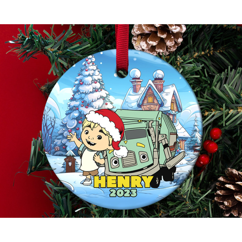 Custom Trash Truck Ornament, Trash Truck Christmas Ornament, Trash Truck 2023, Kids Christmas 2023 Ornament KBTC07 - 1.jpg