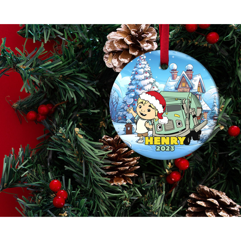 Custom Trash Truck Ornament, Trash Truck Christmas Ornament, Trash Truck 2023, Kids Christmas 2023 Ornament KBTC07 - 2.jpg
