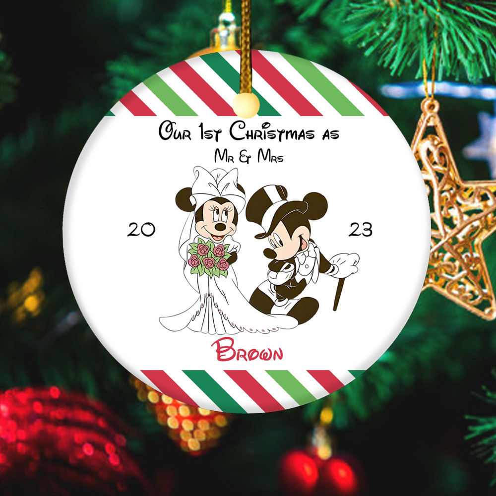 Disney wedding Ornament-Mickey & Minnie first Christmas as Mr and Mrs ornament-Personalized Disney wedding Ornament-Disney keepsake KBSV22 - 1.jpg