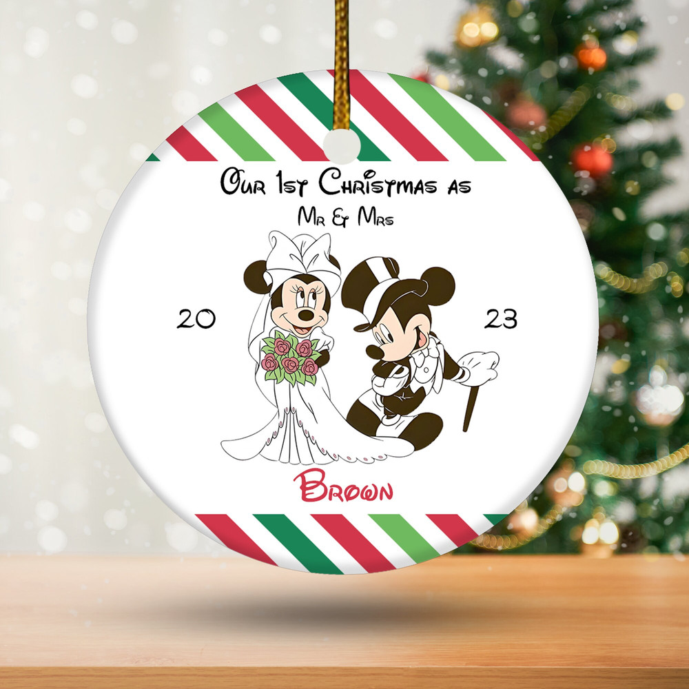 Disney wedding Ornament-Mickey & Minnie first Christmas as Mr and Mrs ornament-Personalized Disney wedding Ornament-Disney keepsake KBSV22 - 2.jpg