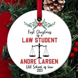 first christmas as a law student ornament, law school graduation gift