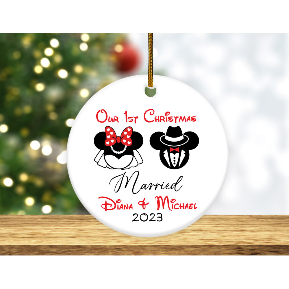First Christmas Married Disney Ornament,Married Couple Ornament,Disney Gift For Couple,Personalized Disney Ornament Gift HAPS23 - 1.jpg