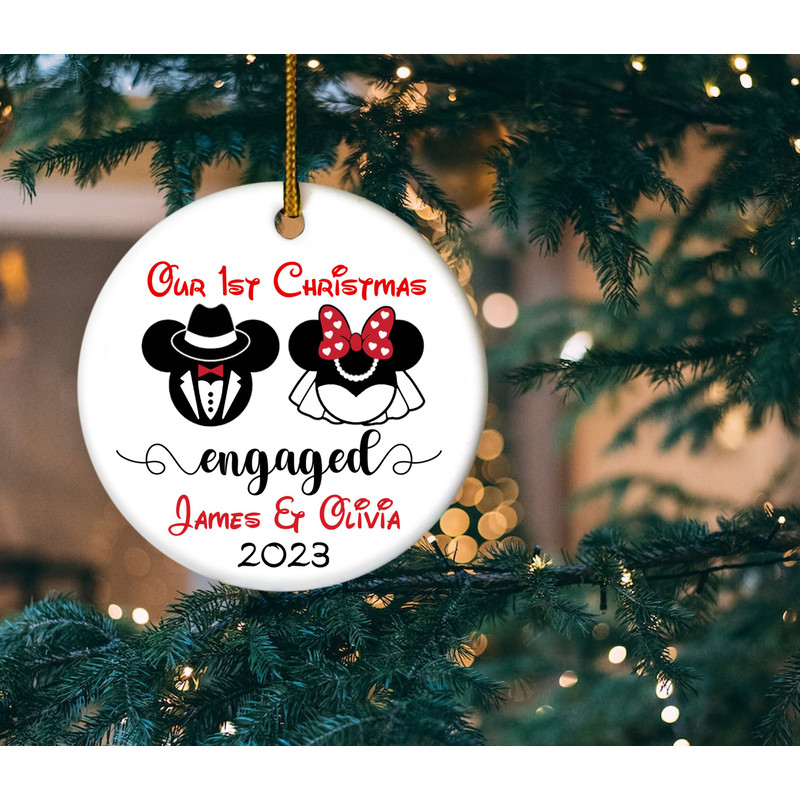 First Christmas Engaged Disney Ornament, Engaged Couple Ornament, Disney Gift For Couple, Personalized Disney Ornament Gift E1LV38 - 2.jpg
