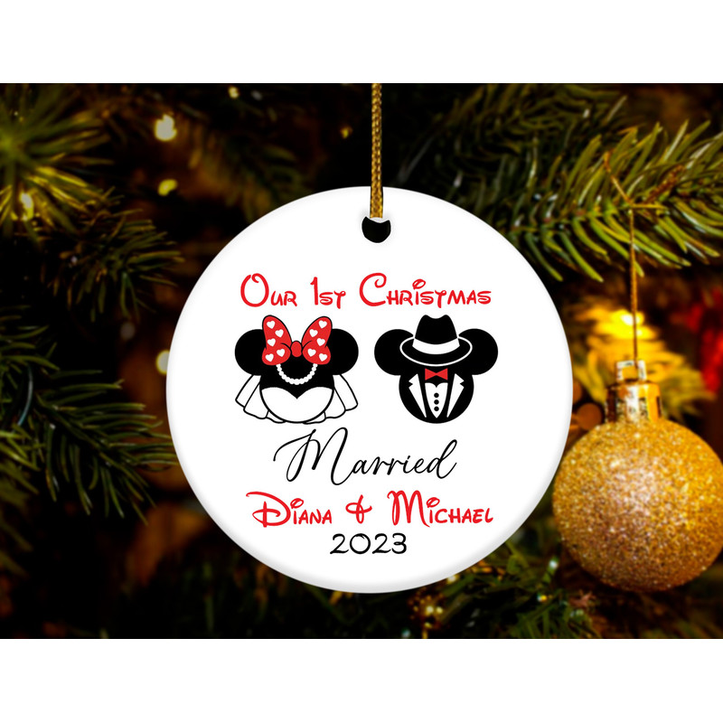 First Christmas Married Disney Ornament,Married Couple Ornament,Disney Gift For Couple,Personalized Disney Ornament Gift HAPS23 - 2.jpg