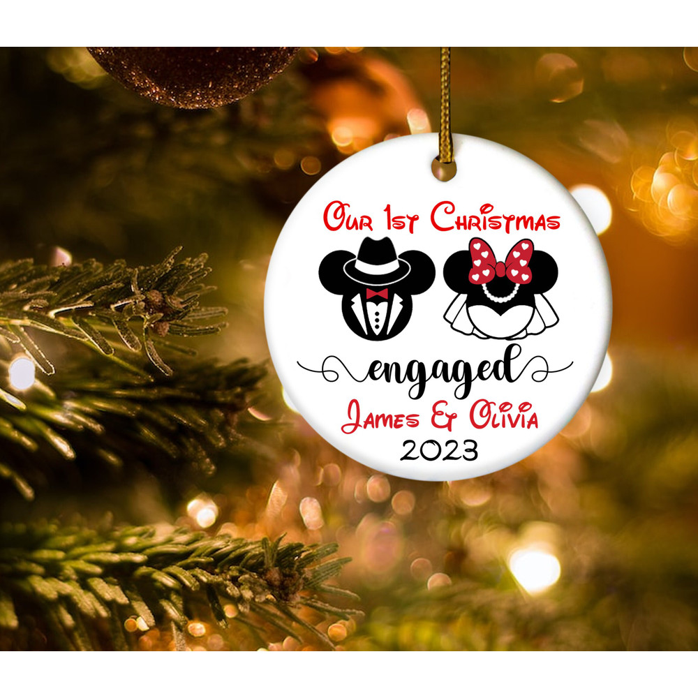 First Christmas Engaged Disney Ornament, Engaged Couple Ornament, Disney Gift For Couple, Personalized Disney Ornament Gift E1LV38 - 3.jpg