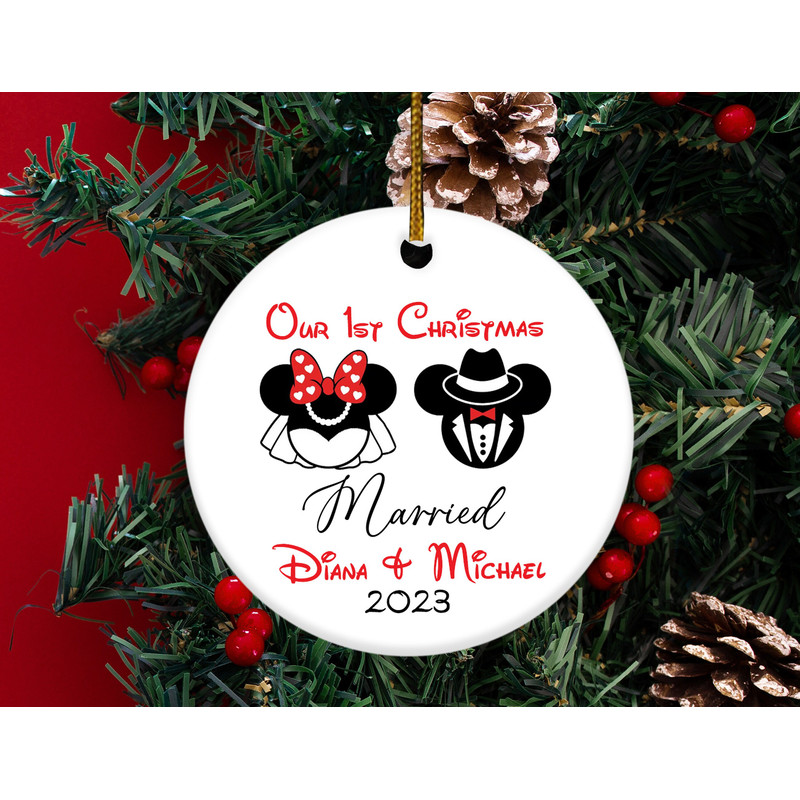 First Christmas Married Disney Ornament,Married Couple Ornament,Disney Gift For Couple,Personalized Disney Ornament Gift HAPS23 - 3.jpg