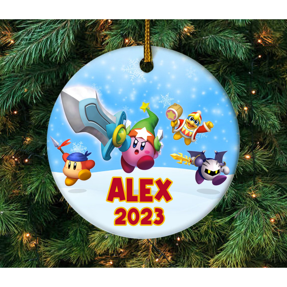Kirby Christmas Ornament, Custom Kirby Ornament, Kirby Fan Ornament, Kids Ornament, Christmas 2023 Gift, Kirby Characters Ornament  E1MS18 - 1.jpg