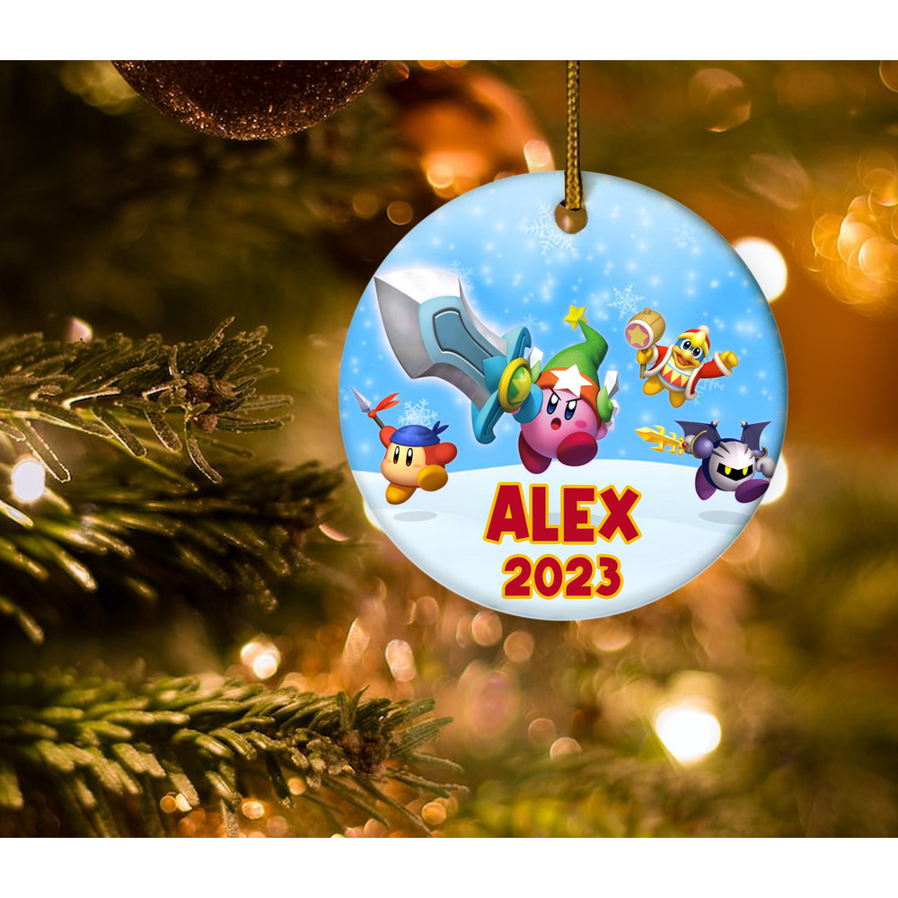 Kirby Christmas Ornament, Custom Kirby Ornament, Kirby Fan Ornament, Kids Ornament, Christmas 2023 Gift, Kirby Characters Ornament  E1MS18 - 2.jpg