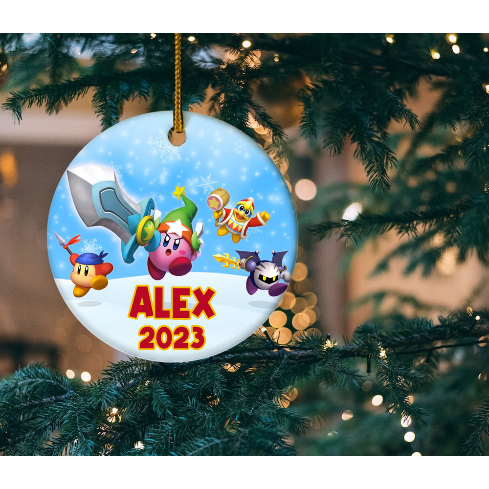Kirby Christmas Ornament, Custom Kirby Ornament, Kirby Fan Ornament, Kids Ornament, Christmas 2023 Gift, Kirby Characters Ornament  E1MS18 - 3.jpg