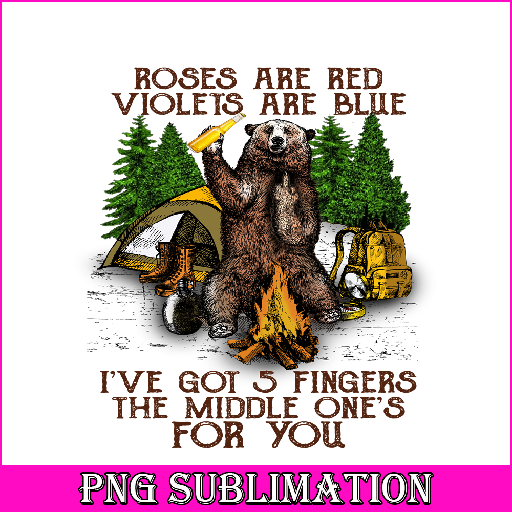 CAMP07112381-The Middle One's For You PNG Camping PNG Bear Holds A Beer PNG.png