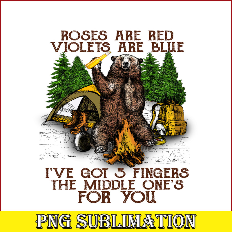 CAMP07112381-The Middle One's For You PNG Camping PNG Bear Holds A Beer PNG.png