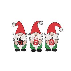 christmas gnomes embroidery design, winter embroidery design, 3 sizes, instant download
