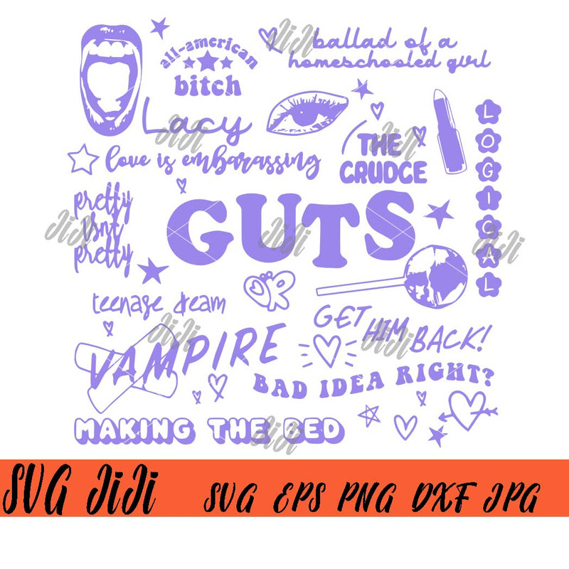 GUTS-Tracklist-SVG,-Album-Trackless-Poster-GUTS-By-Olivia-Rodrigo-SVG,-Olivia-Rodrigo-Singer-SVG.jpg