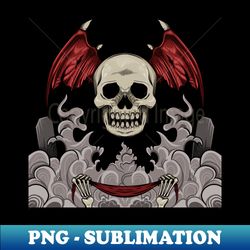 Design art of red wings skullhead - PNG Transparent Digital Download File for Sublimation - Perfect for Sublimation Mastery