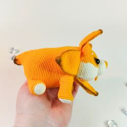 PDF crochet pattern Banana dog in english. Crochet banana doggie. Banana Dog toy soft statue DIY. Amigurumi Banana dog