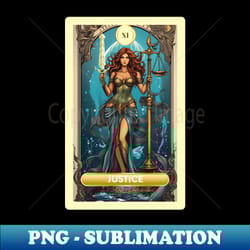 the justice card from the light mermaid tarot deck - high-resolution png sublimation file - spice up your sublimation projects