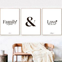 Family Decor Family Quotes Wall Art Set of 3 Prints Love Family Quote Poster Digital Family Print Love Print Family Gift