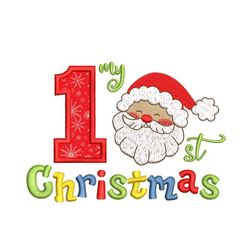 My 1st Santa Christmas Applique Embroidery Design, My First Christmas Embroidery File, 5 Sizes, Instant Download