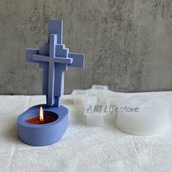 Candle Jar Making Tools for Halloween Gifts, Jesus Cross Candle Holder Silicone Mold DIY , Resin Craft Candle Jar