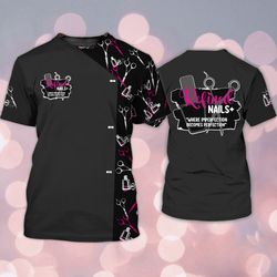 ultimate nail tech gift: 3d shirt for men & women - unique relined nails design