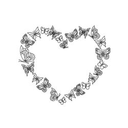 butterflies heart machine embroidery design, 4 sizes, instant download