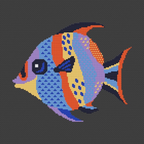 Fish With Crosshatch Pattern Tropical fish cross stitch pattern See fish counted chartpur | Inspire ...