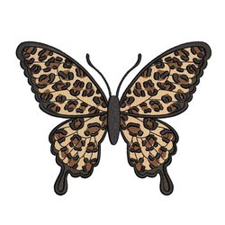 Leopard Butterfly Embroidery Design, 3 sizes, Instant Download