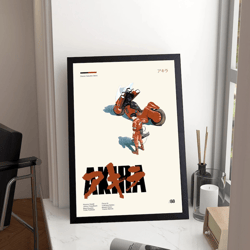 akira original japanese - anime poster - minimalist poster - retro modern - vintage poster - midcentury art - wall art -